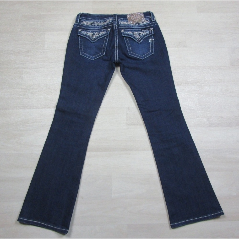 Miss Me Jeans Womens (28) Low Rise Signature Boot Biker Y2K Flap Pocket JE8178BR